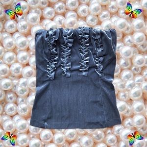 💌Grey Velvet Ruched Strapless Top💌 size small!